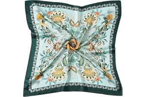 CHUNG Women's Headscarf Satin Bandanas Pattern Scarves Emulation Silk Handbag Hair Ribbons Suqare 27.5"