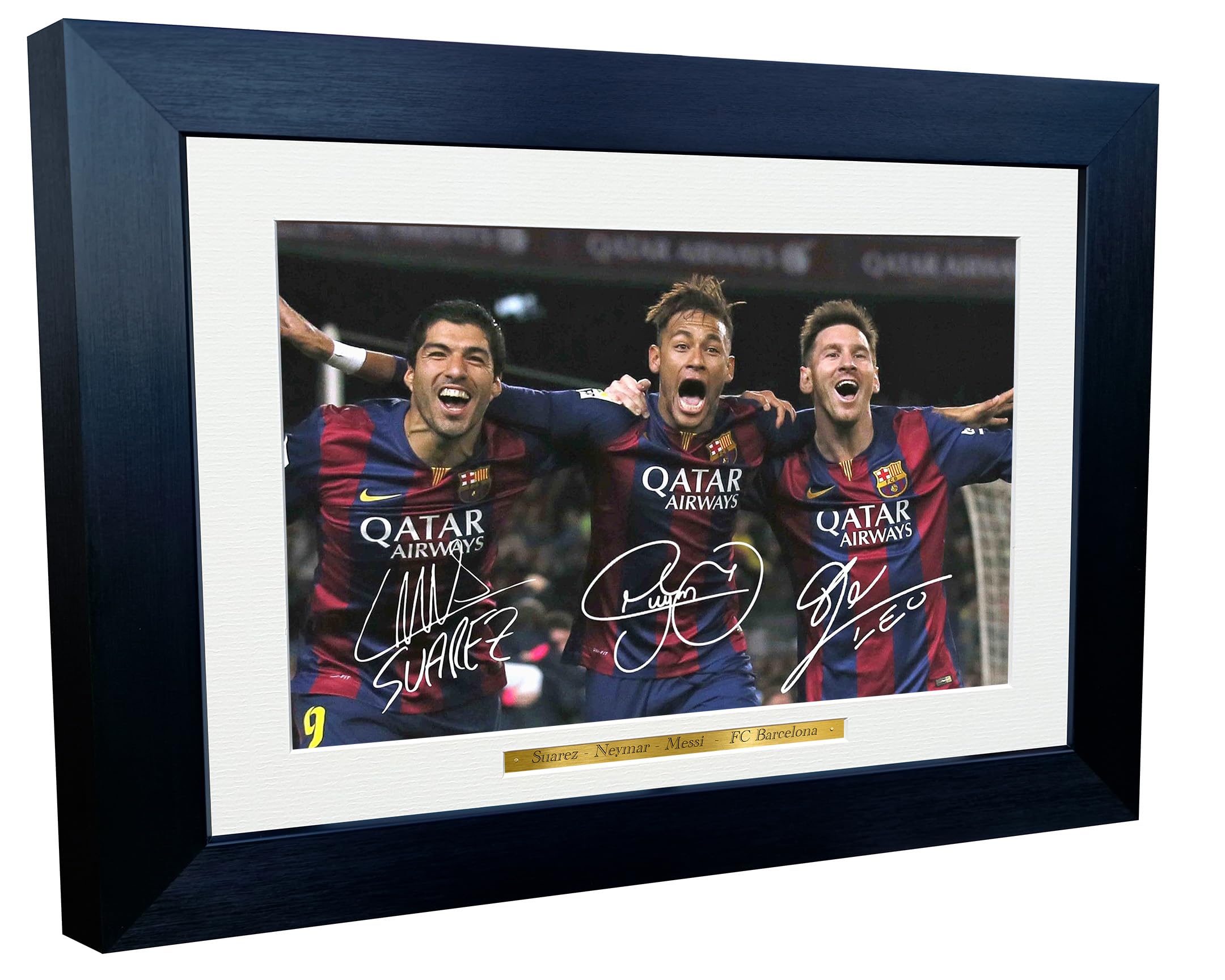 Kitbags & Lockers 12x8 A4 Lionel Messi Neymar Luis Suarez Barcelona Autographed Autograph Signed Signature Photograph Photo Picture Frame Football Soccer Poster Gift