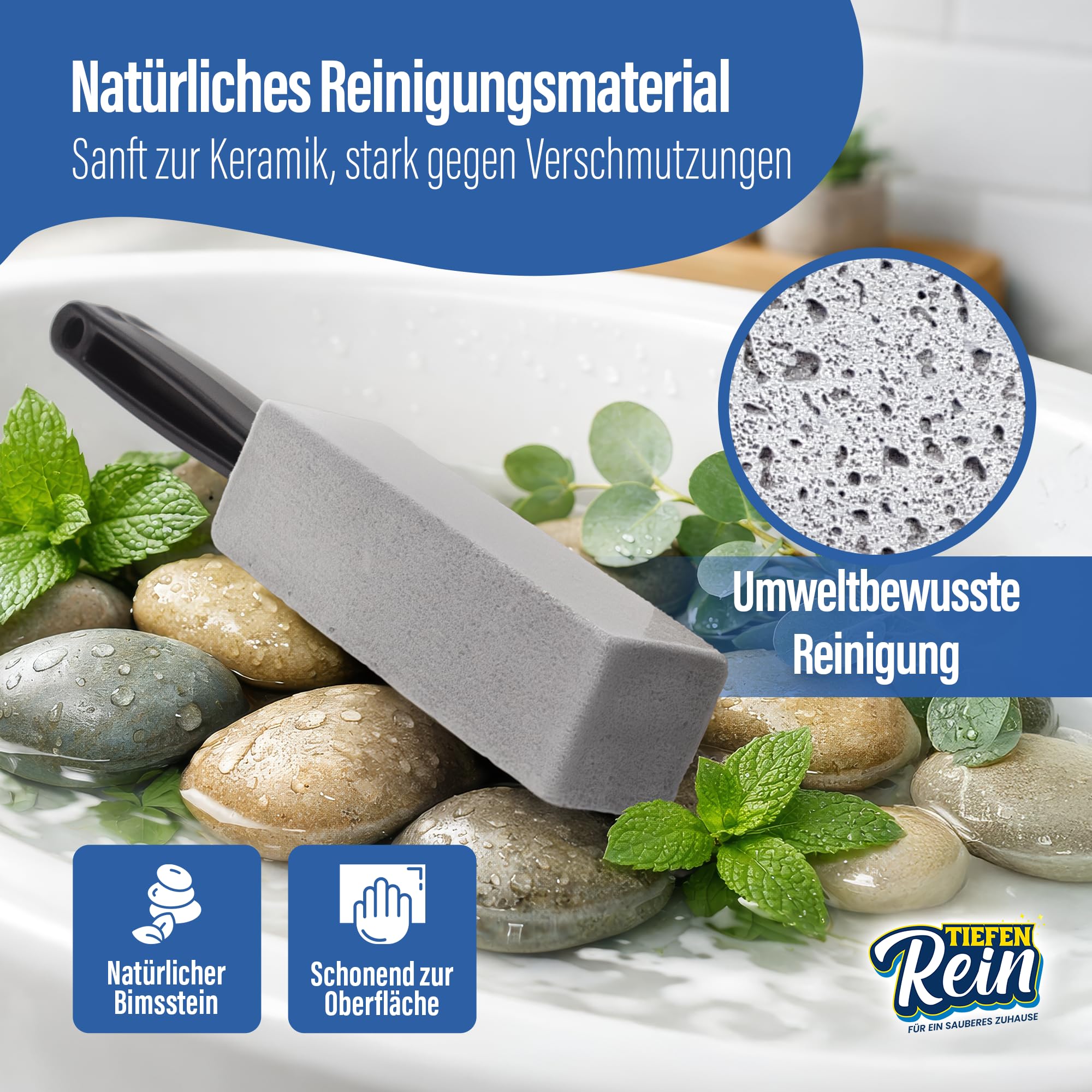 Bimsstein WC 2x - Urinsteinentferner extra stark – Bimsstein Toilette & WC Reiniger – Pumice Stone Reinigungsstein – Entfernt Urinstein, Kalk & Braunstein Entferner – Toilettenreiniger 4