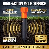 Defenders Mega-Sonic Mole Repeller Stake Battery Powered Hi-Vis STV645 view 2