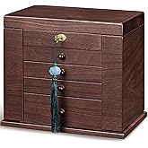 Xloverise Wooden Jewelry Boxes for Women with Lock,Large Capacity Jewelry Boxes & Organizers,Vintage jewelry organizers and storage,dresser top jewelry organizer,Gift for Wives & Mothers