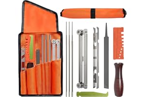 Buhobha 10-Piece Professional Chainsaw Sharpening Kit (afilador de motosierra) - Files in 5/32", 3/16", 7/32", Includes File Holder, Depth Gauge, Storage Case for Sharp Chainsaw Blades