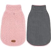 cyeollo Warm Dog Sweater Coat Jacket Thickened Thermal Sherpa Sweaters Reversible Fleece Vest Pet Clothes for Cold Weather Winter Dog Coats for Small Dogs Girl, Pink M