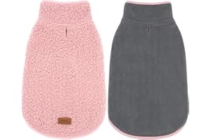 cyeollo Warm Dog Sweater Coat Jacket Thickened Thermal Sherpa Sweaters Reversible Fleece Vest Pet Clothes for Cold Weather Winter Dog Coats for Small Dogs Girl, Pink M