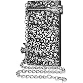 Girinme Long Chain Wallet Leather Skull Gothic Punk Bifold Halloween Goth Accessories,Unisex - Gunmetal Black Brand