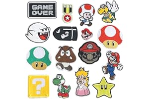 ELEFOCUS 16 Pcs Embroidered Patches, Decorative Anime Repair Patches Applique Patches, Suitable for Sewing/Ironing On Children Adult Jacket Jeans Hat Backpack Socks