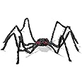 PREXTEX Halloween Spider with Light Up Eyes (LED Lights) - Decorations 4 Ft Hairy Spider Prop with Giant LED Red Eyes - Halloween Decor for Indoor, Outdoor, Golf Cart, Wall - Door Hanger