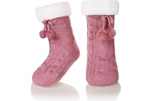 SeeyAN Kids Slipper Socks Boys Girls Fuzzy Non Slip Winter Fleece Lined Warm Cozy Christmas Thick Fluffy Socks