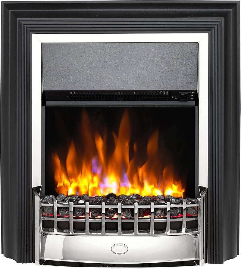 Dimplex Cheriton Deluxe Freestanding Optiflame Electric Fire Chrome Black 2kW