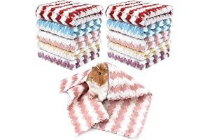 Nobgum 10 Pcs Guinea Pig Fleece Blanket,Rabbits Hamster Cage Liners, Washable Small Animal Pet Blanket Sleep Bedding Mats Bed Pad Cover Throw Bath Towels for Guinea Pig Hamster Ferrets 5 Color
