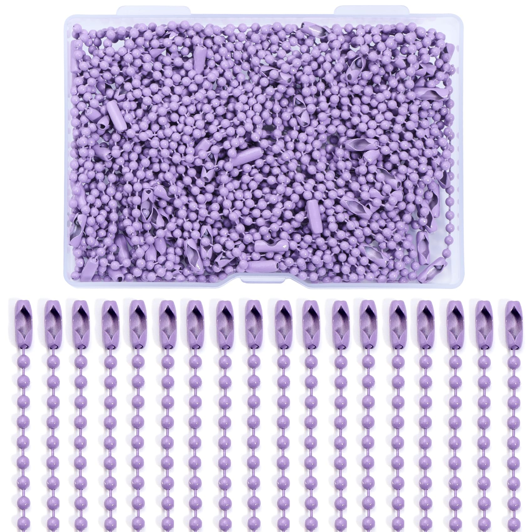 Photo 1 of Lemonkey 100Pcs Ball Beads Chains Bulk,Purple Keychains Rings Metal Chain,4 Inch Dog Tag Metal Small Chains with Connectors for Hanging Decoration