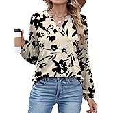 AKEWEI Women's Blouses V Neck Dressy Casual Lantern Long Sleeve Tops Business Work Raglan Shirts Fashion