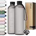KIVY Large Water Bottle 50oz [Lightweight & Shatterproof] Fits Backpack & Cupholder for Travel, Sports, School - Black water bottle no straw - 1.5 Liter water bottles - 50oz Water bottle
