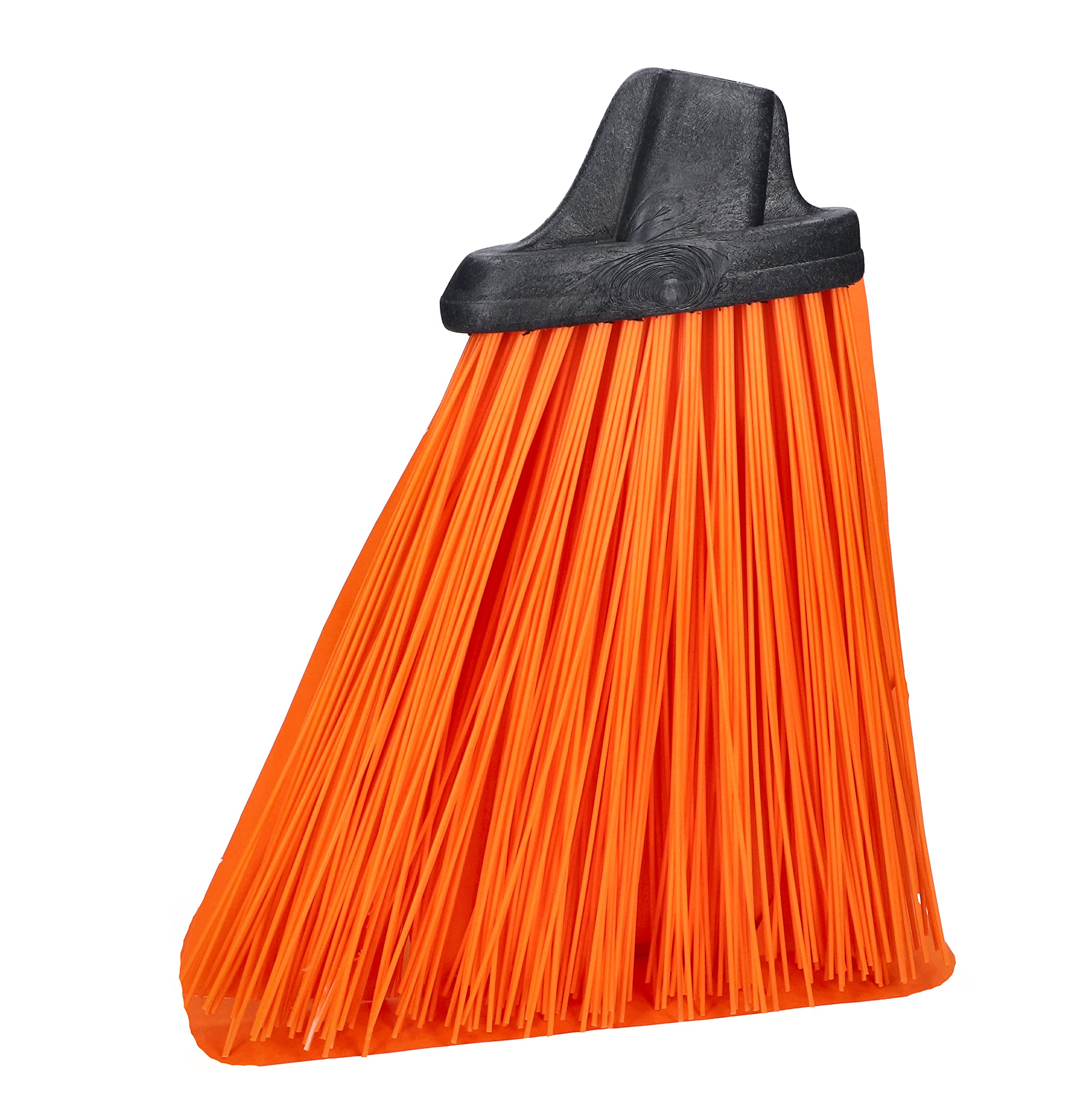 Heavy Duty Garden Broom Head with Fitted Handle Bracket - Outdoor Long Stiff Bristles for Patio Driveway Caravan & Garage – Orange Multi Surface Yard Brush for Floor Sweeping Cleaning