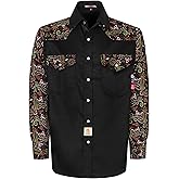 BOCOMAL FR Shirts Pearl Snaps Two Tone Plaid/Solid Flame Resistant Cotton Welding Shirt NFPA 2112 CAT 2