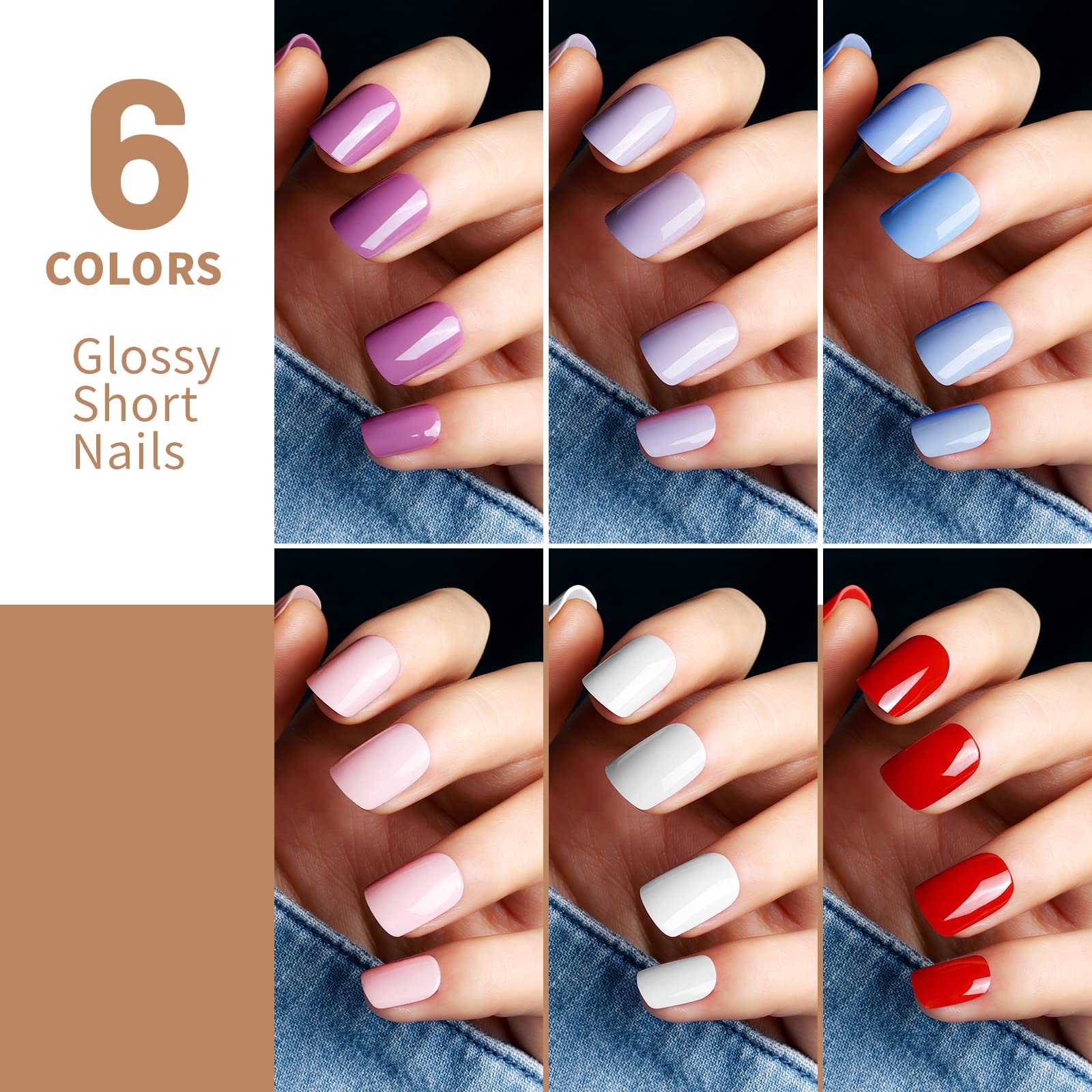 Teenitor Short Press On Nails, 576Pcs Short Square Press On Nails Kit with Matte, Glossy, Glitter, and French Designs, Fake Nails with Glue on Nails Short, Press on Nails Short - Image 6