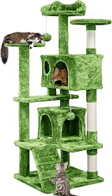 Yaheetech 138.5cm Cat Tree Tower with Condos & Ladder Green