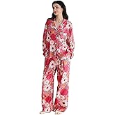 YiNi LuLu Pajamas for Women Set 2 Piece Long Sleeve Printing Loungewear Button Down Soft Pjs Sleepwear with Pockets