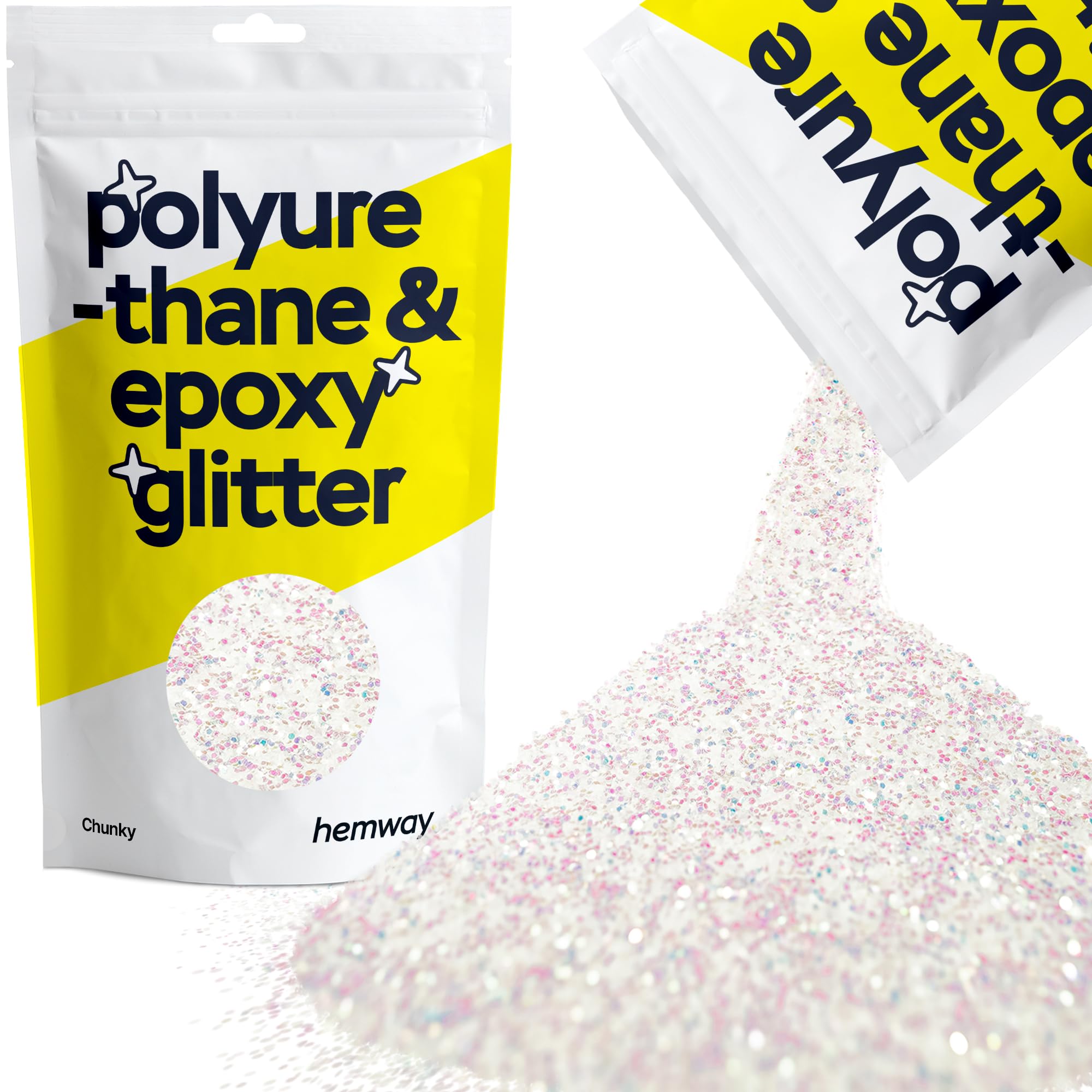 Hemway Resin Glitter Mother of Pearl Iridescent 100g Chunky | Polyurethane & Epoxy Glitter for Resin Crafts, Tumblers, Coasters, Floor & Table Art