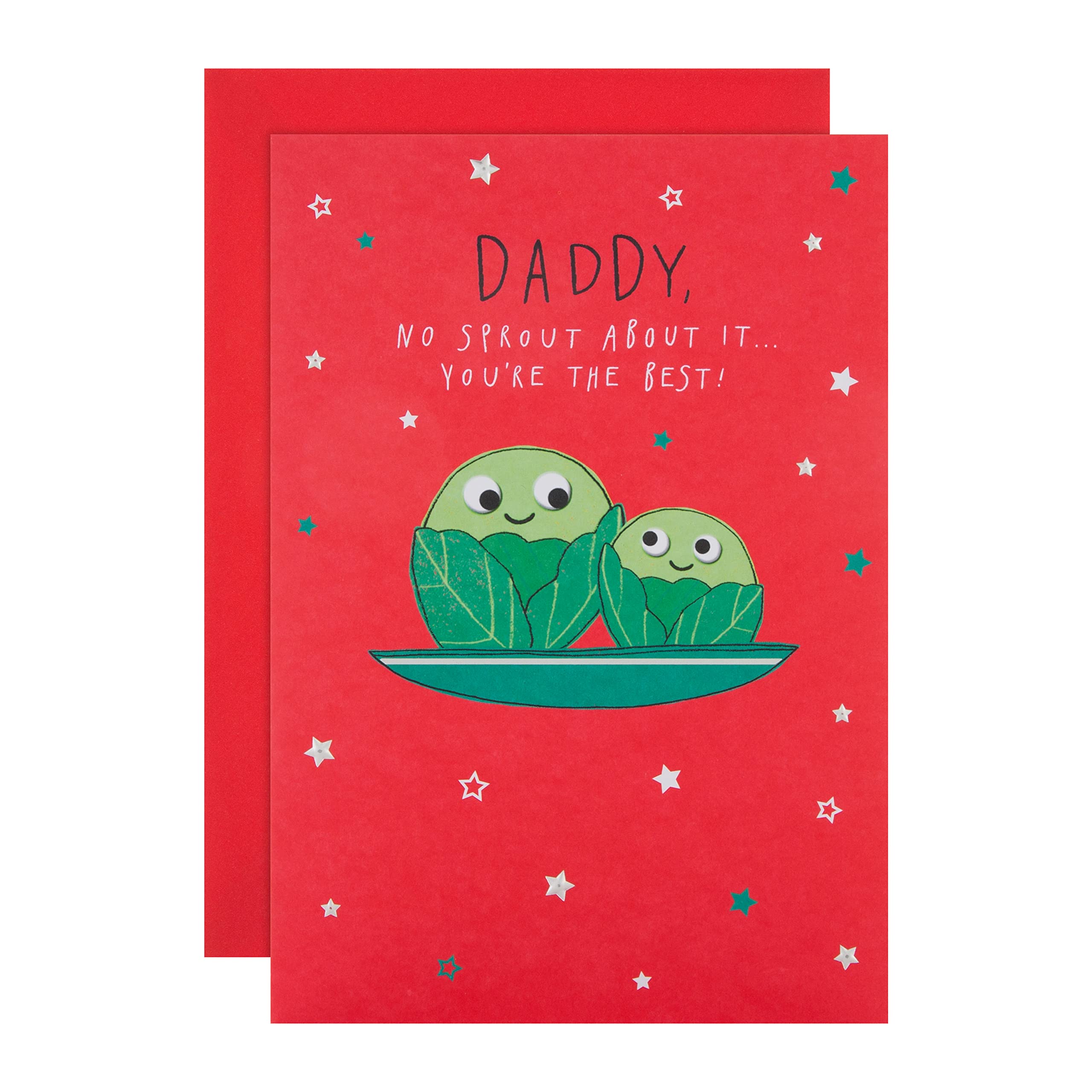 Hallmark Christmas Card for Daddy - Humorous Brussel Sprouts Design, 25559410, Multicoloured