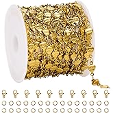 UMAOKANG 4 Meters Gold Plated Stainless Steel Chains Bulk Heart Chain for Jewelry Making Women Necklace Bracelet DIY Supplies Findings
