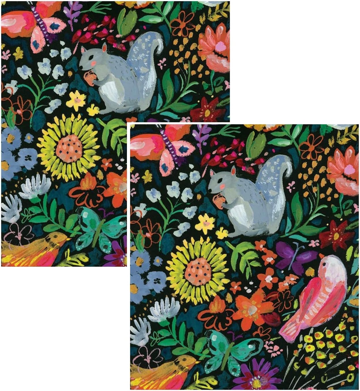 Roger la Borde 2 Sheets of Jazzy Designer Squirrel Butterflies and Birds Gift Wrap Wrapping Paper
