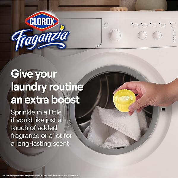 CLOROX FRAGANZIA LAUNDRY SCENT BOOSTER CRYSTALS, IN-WASH FRAGRANCE BEADS FOR FRESH-SMELLING CLOTHES & LINENS, SAFE FOR ALL FABRICS & COLORS, EASY-POUR BOTTLE, VANILLA SCENT, 18 OZ, 2 PACK