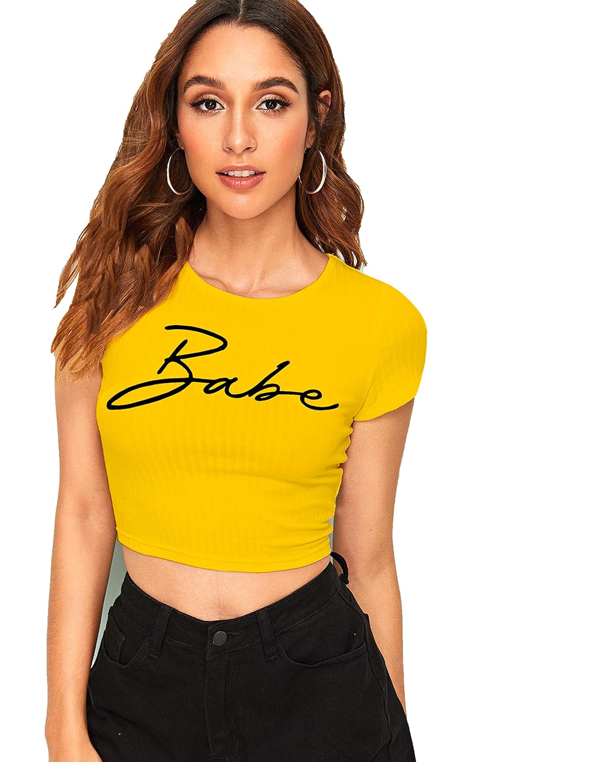 yellow crop top short sleeve