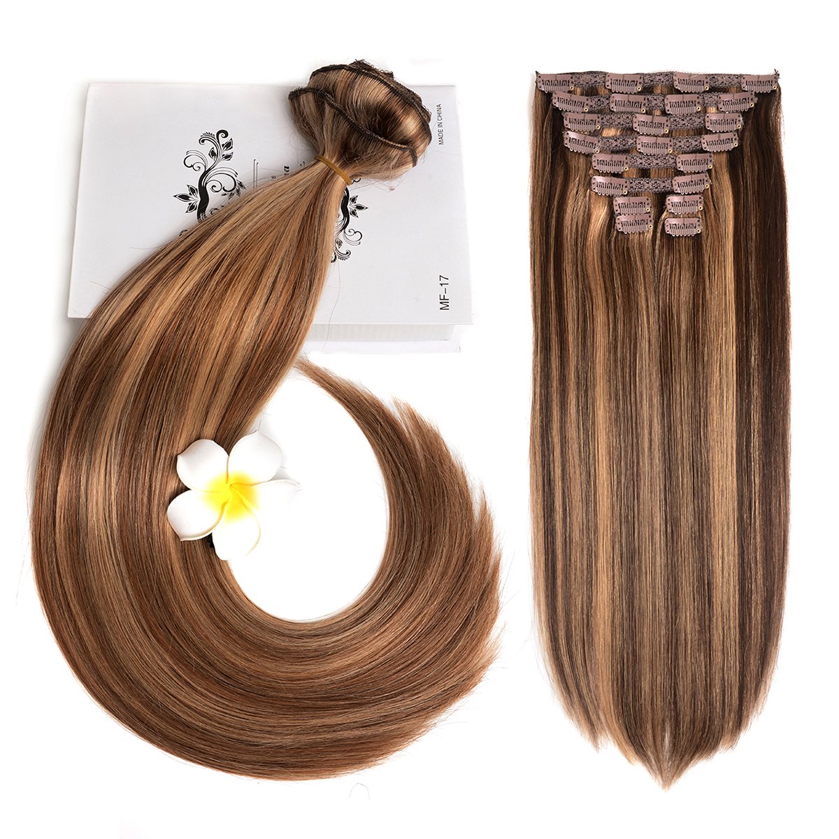 20" Hair Extensions Clip in Human Hair Real Hair Clip in Extensions 160gram/5.6oz