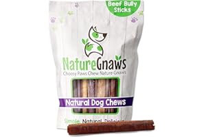 Nature Gnaws Bully Sticks for Large Dogs - Premium Natural Beef Dental Bones - Thick Long Lasting Dog Chew Treats for Aggressive Chewers - Rawhide Free 15 Count (Pack of 1)