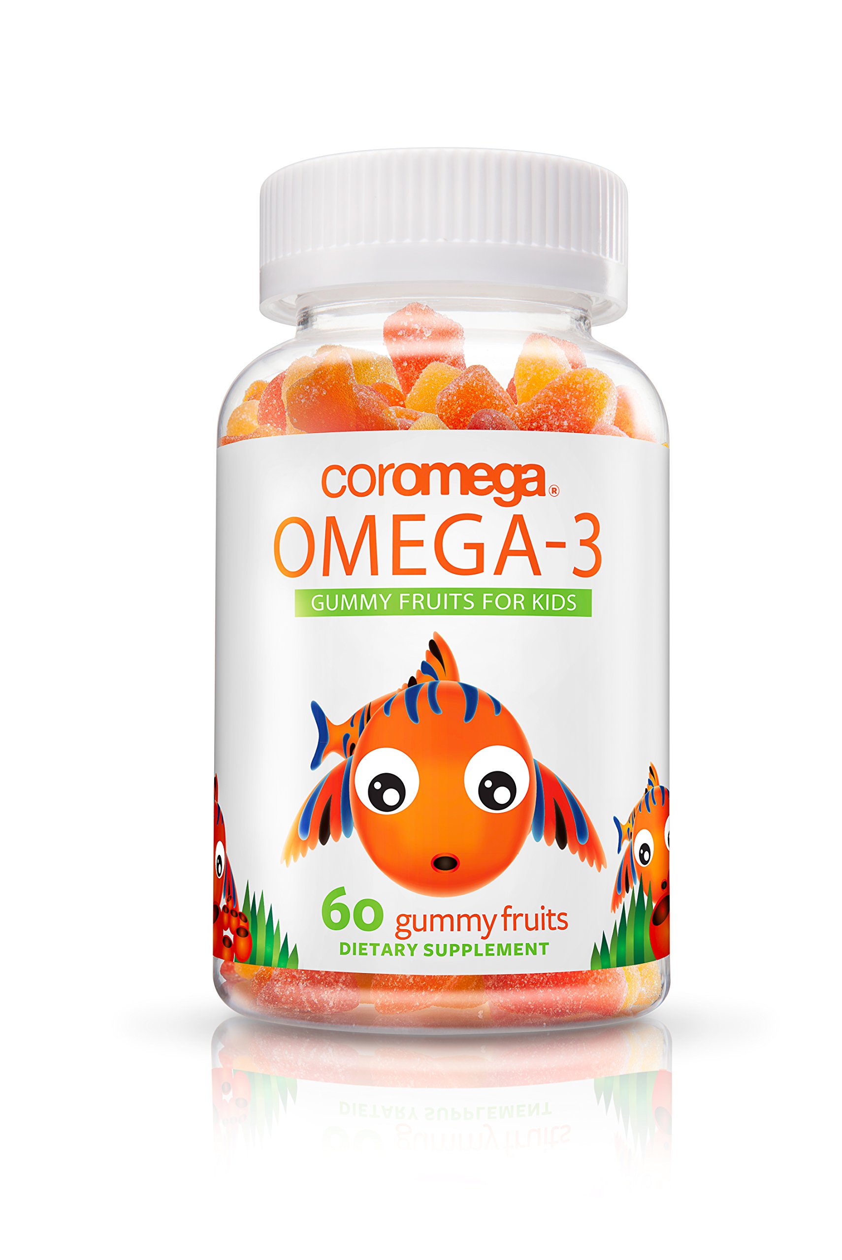Coromega Kids Omega3 Fish Oil Gummy Fruits, High DHA for Brain Eye