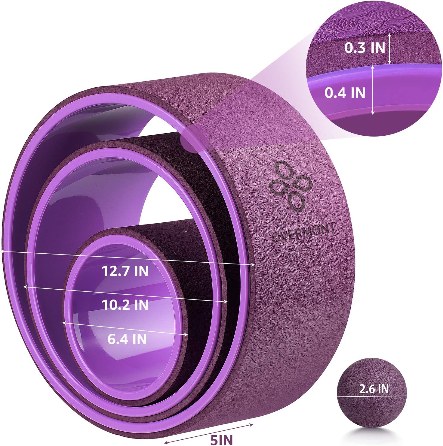 Overmont Yoga Wheel Set 3 Pack Yoga Foam Roller Perfect for Back Pain Backbends & Stretches Increase Strength & Flexibility, Massage Ball Included : Sports & Outdoors