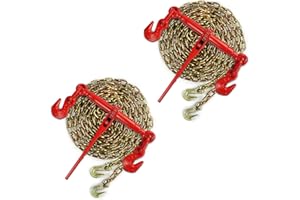 Towmavin Load Binders 3/8"-1/2" Chain and Binder Kit Grade 70 and 3/8"×20ft Transport Chains 6,600lbs Safe Working Load for Industrial, Agricultural, Logging