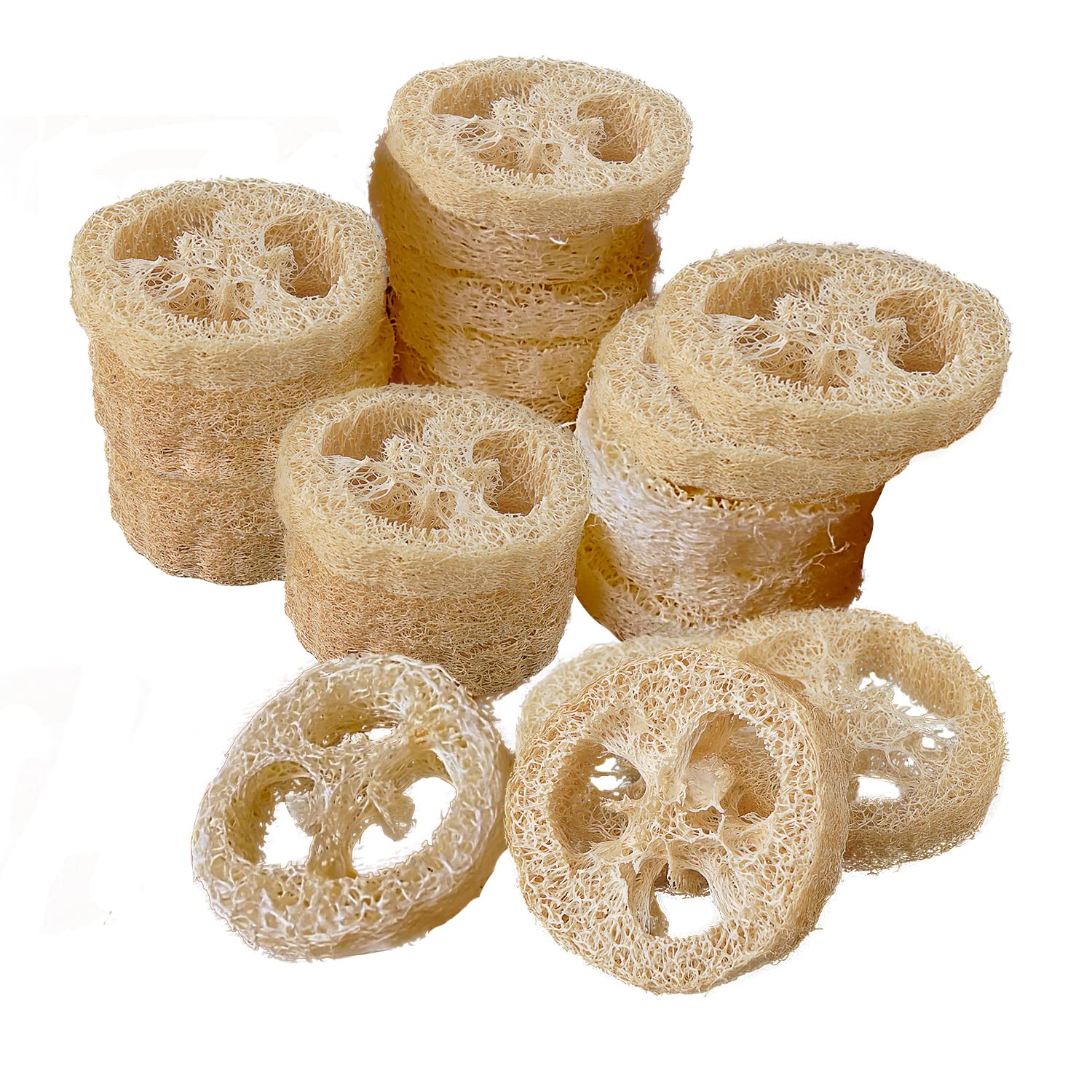 Photo 1 of Natural Loofah Sponge for Soap Making, 20 Pack Organic Loofahs Slices Cuts Set, Loofa Exfoliating Body Scrubber, Shower Sponge Luffas for Women and Men