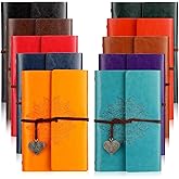 Yeaqee 10 Pack PU Leather Journal Notebook Refillable Travel Vintage Journal 6 Ring Binder Diary with Lined Pages Diary Daily Writing Notepad Gift for Women Girls Boys Classroom Reward, A6 7" x 5"