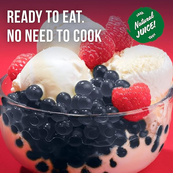 INSPIRE FOOD POPPING BOBA PEARLS FOR BUBBLE TEA – 2 LBS | BLUEBERRY | BURSTING PEARLS BUBBLE | REAL FRUIT JUICE FOR SHAKES, DESSERTS, SMOOTHIES | 100% VEGAN & GLUTENFREE