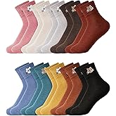 Eurzom 10 Pairs Socks Womens Crew Elastic Ankle Length Cotton Socks Aesthetic Cute Lightweight Low Cut Gifts for Women