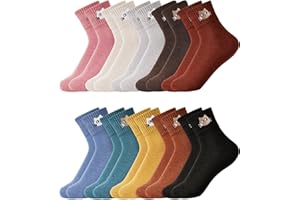 Eurzom 10 Pairs Socks Womens Crew Elastic Ankle Length Cotton Socks Aesthetic Cute Lightweight Low Cut Gifts for Women