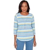 Alfred Dunner Women's Abstract Floral V Neck Top
