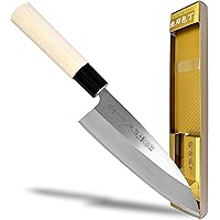 Seki Japan TSUBAZO Japanese Sushi Chef Knife, Stainless Steel Sashimi Deba Knife, Shiraki Handle, 150 mm (5.9 in)