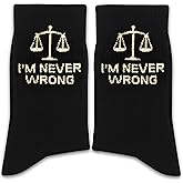 XZMBQ I'm Never Wrong - Lawyer Socks Gifts for Lawyer Friends, Family, Colleagues, Law School Graduate, Gifts for Birthday, Christmas, Graduation, etc.(058)