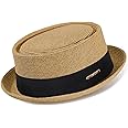 Summer Spring Straw-Fedoras-Hats Pork-Pie-Hat for Women Men - Unisex Crimping Boater Hat Size:S-M