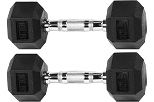 Fitvids Hex Dumbbells Rubber Coated Hand Weights for Exercises and Fitness, Single​s