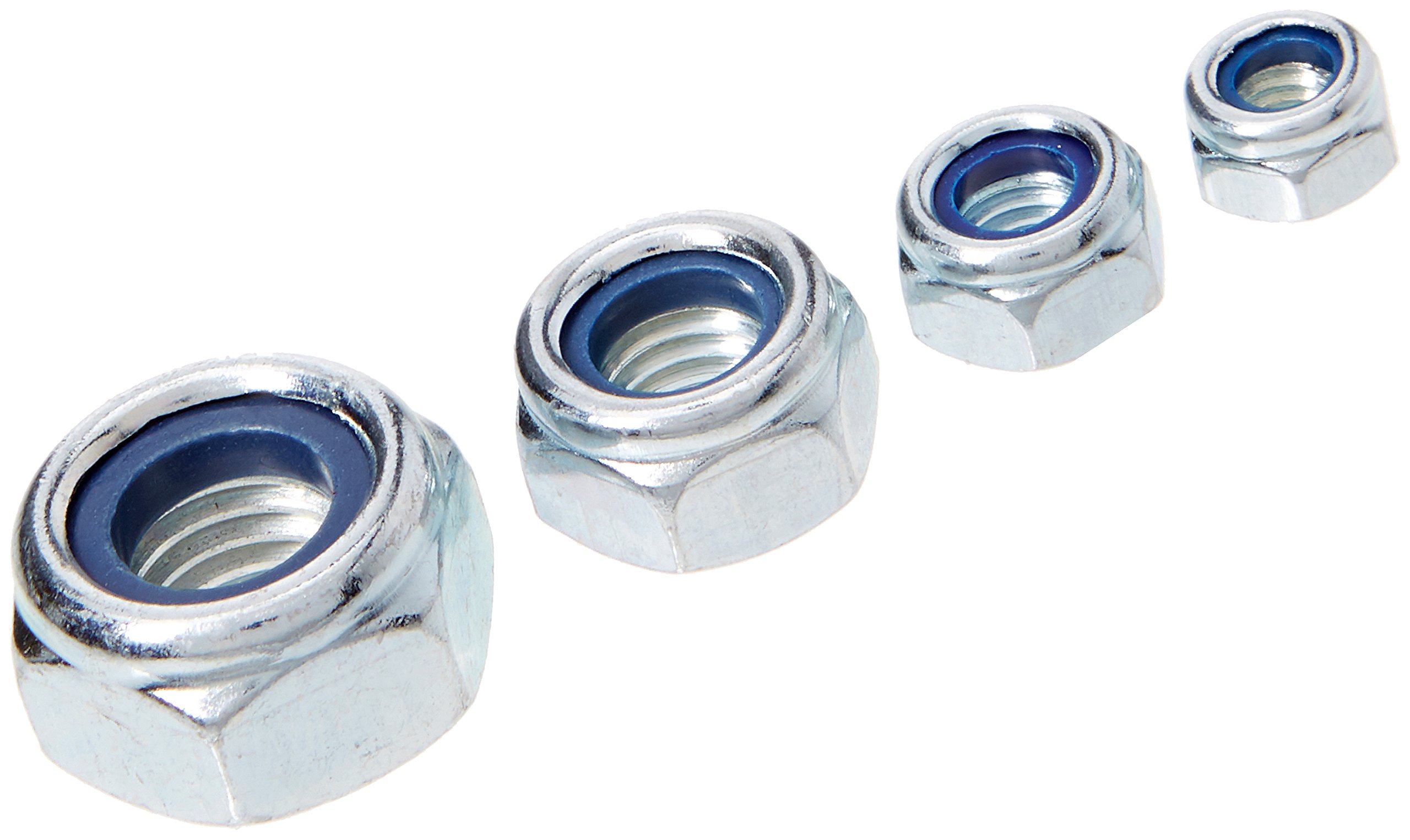 Merriway BH06538 (85 Pcs) Bright Zinc Plated Workshop Assortment of Nyloc Self Locking Nuts - Pack of 85 Pieces