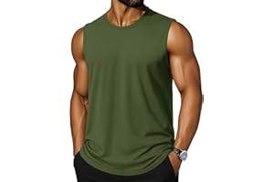 Cotrasen Men's Tank Top UPF 50+ Cotton Sleeveless Shirt Lightweight Casual Gym Workout Shirts Cooling Muscle Tee Shirt