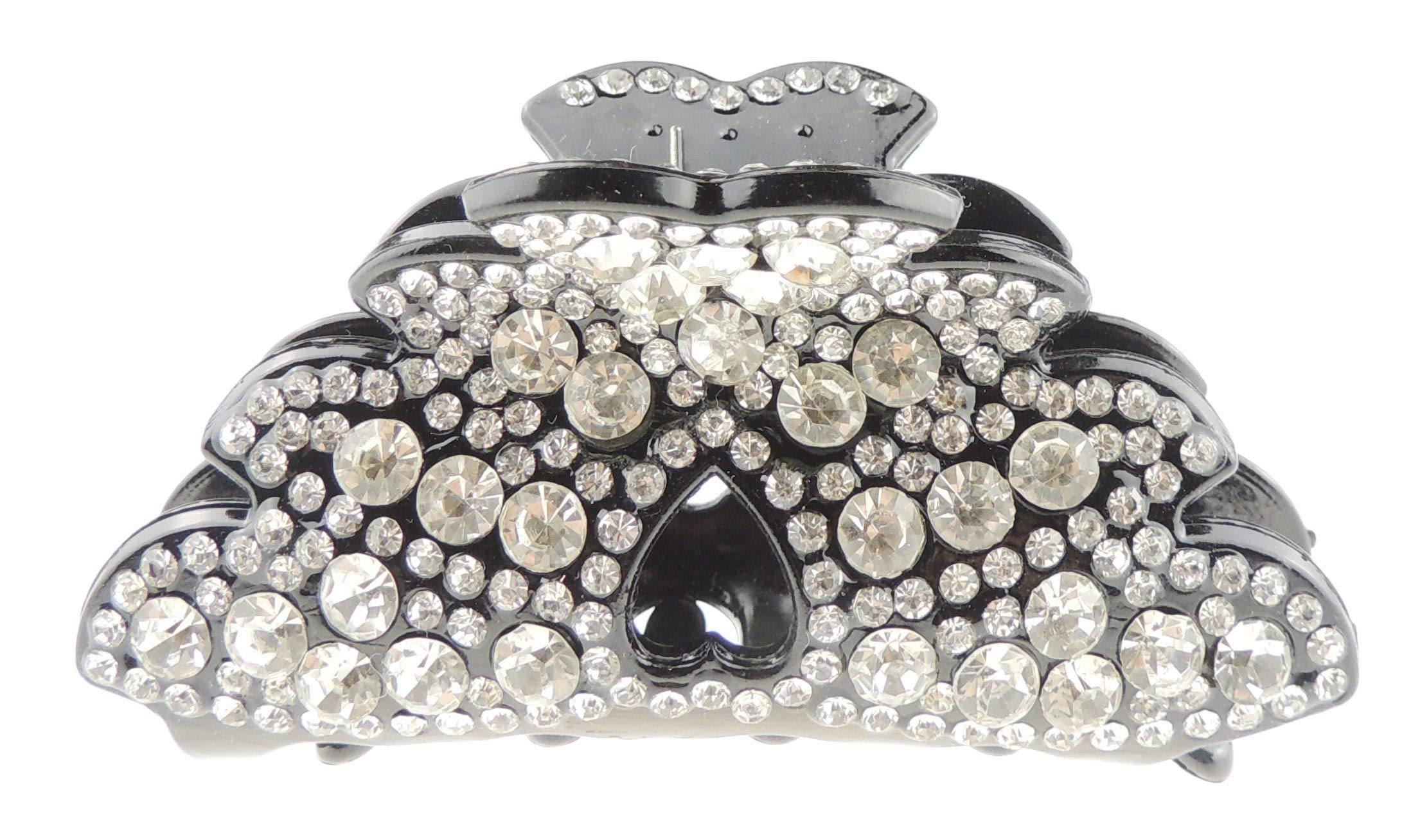Extra Sparkly Women Girls Crystal Diamante Rhinestone Gems Wave Jaw Clip Octopus Clamp Grip Bridal Wedding Party Styling Fine Thin Hair Accessories Butterfly Claw Black Clear Stencil Heart