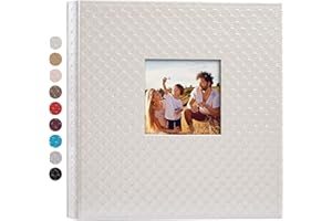 Mublalbum Leather Photo Album 4x6 600 Photos Large Capacity Picture Book with Horizontal and Vertical Pockets for Baby Wedding Anniversary and Family (White)