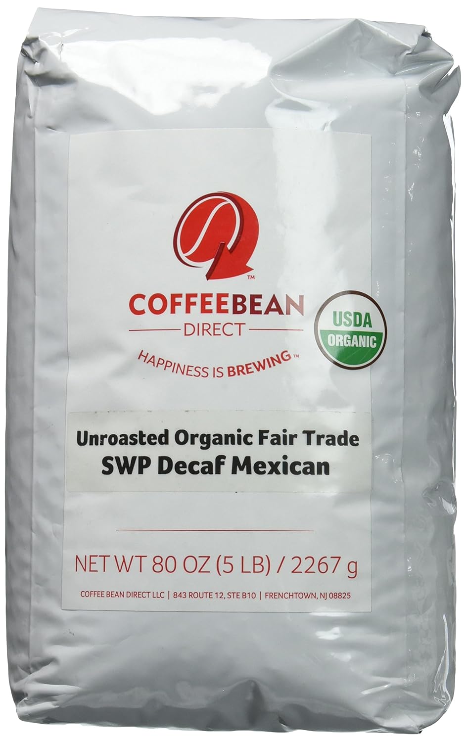 Green Unroasted Organic Swp Decaf Mexican, Whole Bean