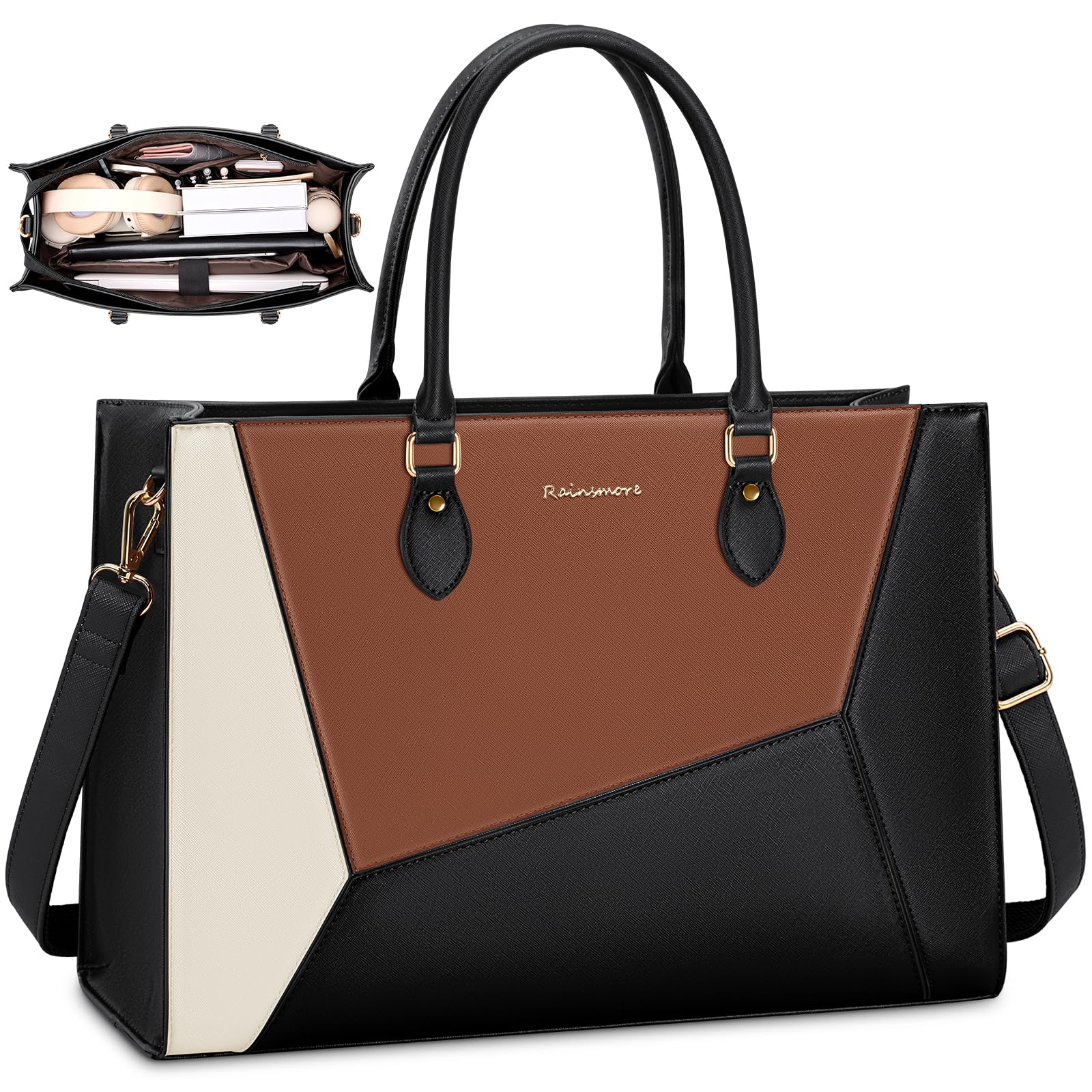 rainsmore laptop tote bag for women 15.6 inch waterproof work bag briefcase large teacher bag handba