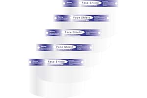 5 Pack - SanwaTech Reusable Protective Face Shield - Clear Plastic Full Face Shield Ideal for Workplace - Plastic Face Shield